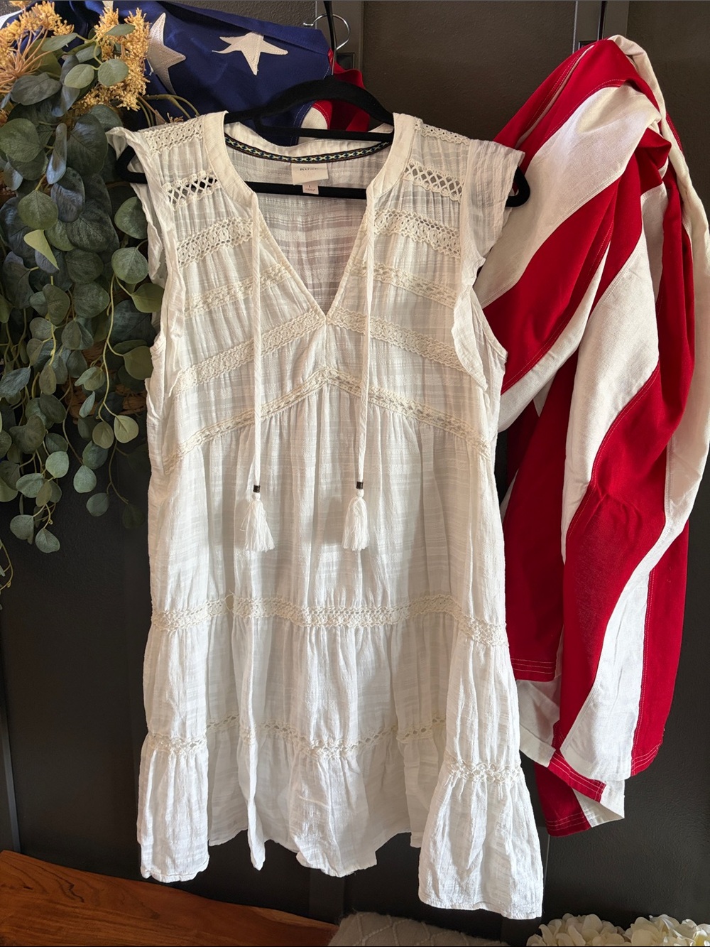 Knox Rose White Boho Tie-Front Mini Dress